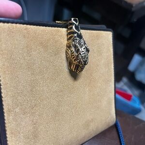 Gucci Raja Suede compact wallet- Beige & Black